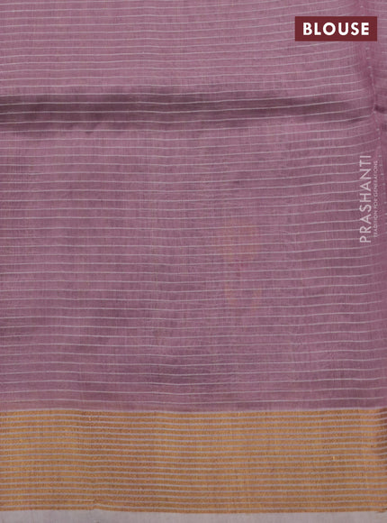 Pure chanderi silk saree pastel lavender with allover checked pattern & buttas and zari woven border