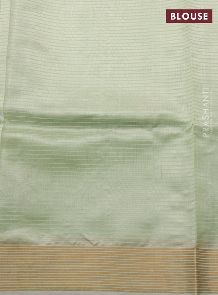 Pure chanderi silk saree pista green with allover floral buttas and zari woven border