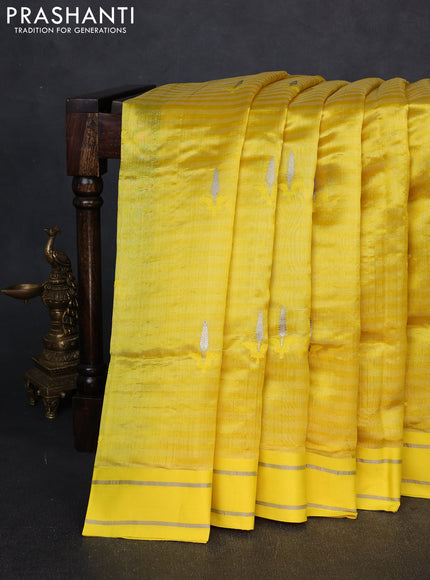 Pure chanderi silk saree \ with allover stripes pattern & buttas and zari woven border