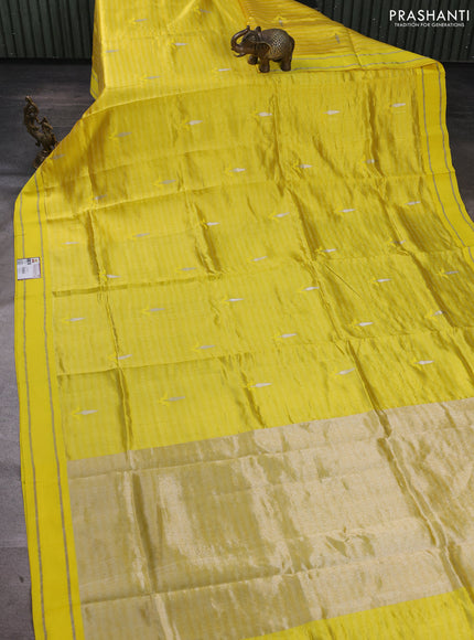 Pure chanderi silk saree \ with allover stripes pattern & buttas and zari woven border