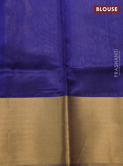 Pure chanderi silk saree blue with allover zari woven buttas and long zari woven border