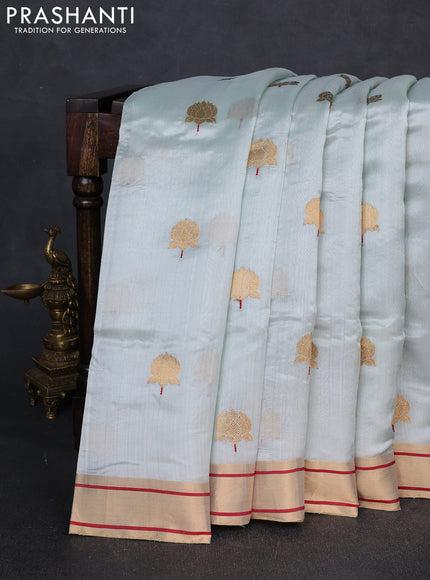 Pure chanderi silk saree pastel blue with allover zari woven buttas and zari woven border