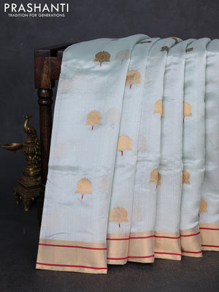 Pure chanderi silk saree pastel blue with allover zari woven buttas and zari woven border