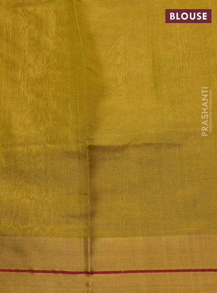 Pure chanderi silk saree mustard green with zari woven buttas and zari woven border