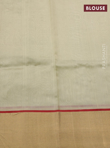 Pure chanderi silk saree beige with thread & zari woven buttas and zari woven border