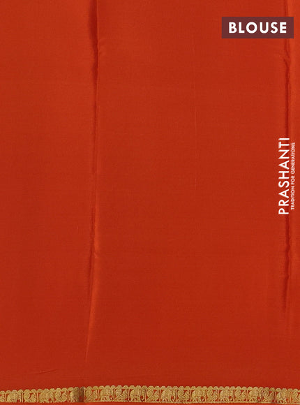 Pure mysore silk saree rust shade with plain body and small zari woven border