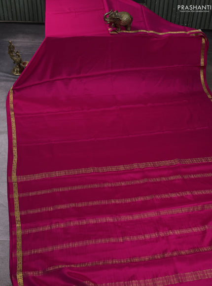 Pure mysore silk saree pink with plain body and small zari woven border