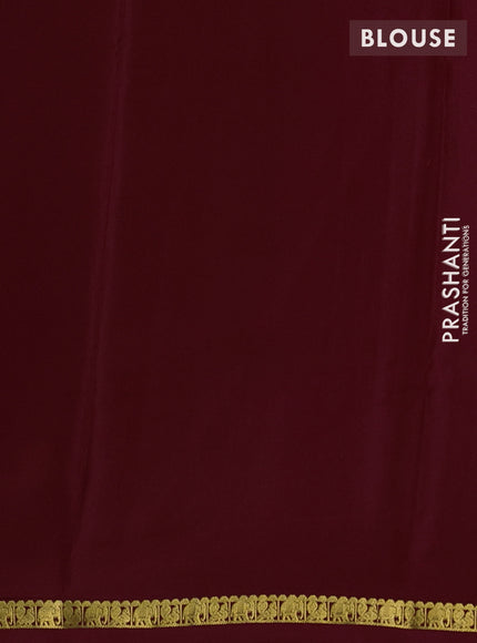 Pure mysore silk saree deep maroon with plain body and small zari woven border