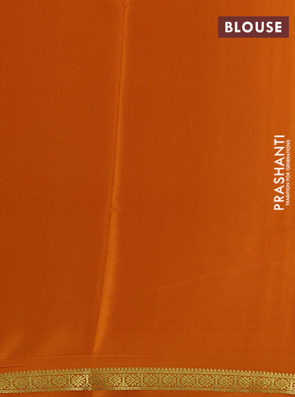 Pure mysore silk saree orange with plain body and small zari woven border
