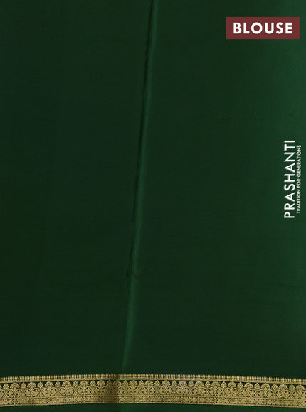 Pure mysore silk saree rustic orange and green with plain body and zari woven border