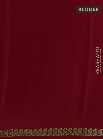 Pure mysore silk saree red with plain body and paisley small zari woven border
