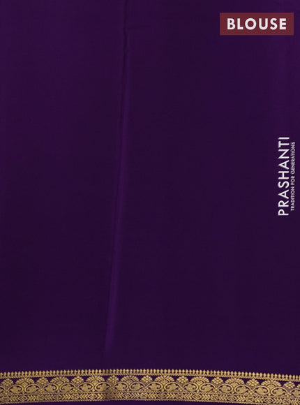 Pure mysore silk saree pink and purple with plain body and small zari woven border