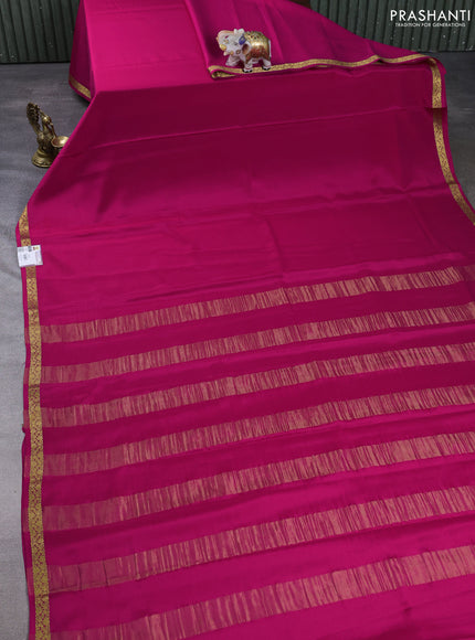 Pure mysore silk saree pink with plain body and small zari woven border