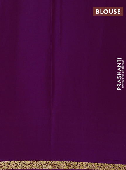 Pure mysore silk saree purple with plain body and small zari woven border