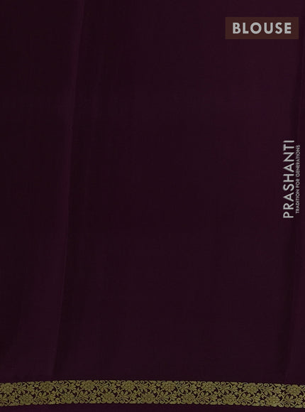 Pure mysore silk saree deep wine shade with plain body and small zari woven border