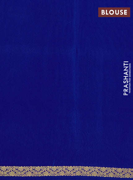 Pure mysore silk saree royal blue with plain body and small zari woven border