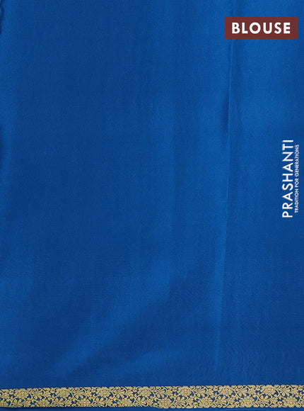 Pure mysore silk saree peacock blue with plain body and small zari woven border