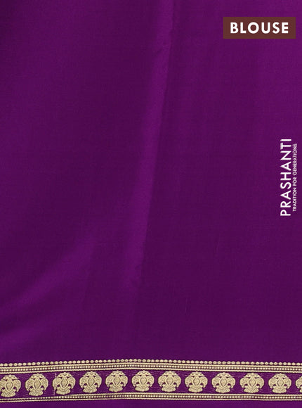 Pure mysore silk saree purple with plain body and zari woven butta border