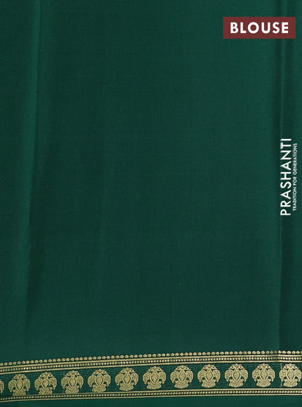 Pure mysore silk saree bottle green with plain body and zari woven butta border