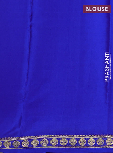 Pure mysore silk saree royal blue with plain body and zari woven butta border