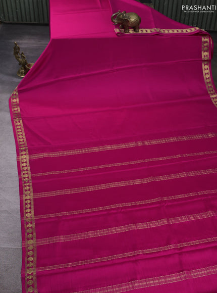 Pure mysore silk saree pink with plain body and zari woven butta border