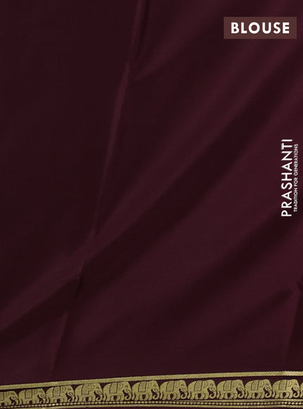 Pure mysore silk saree coffee brown with plain body and small zari woven border
