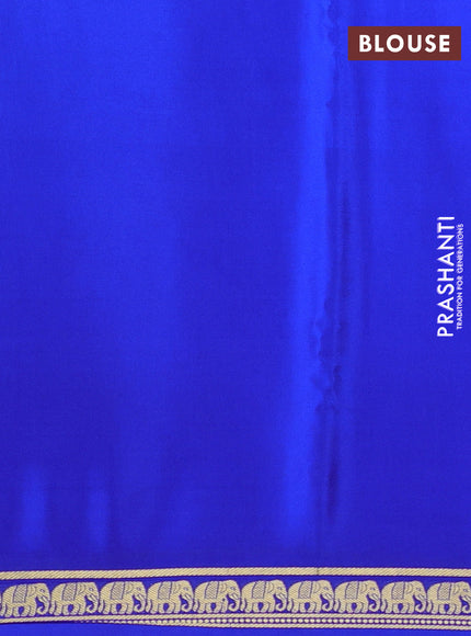 Pure mysore silk saree royal blue with plain body and small zari woven border