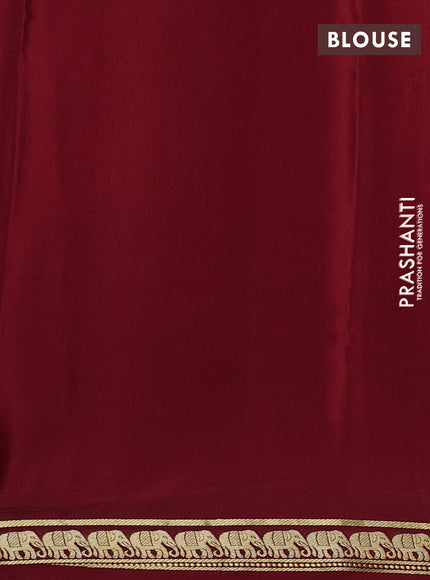 Pure mysore silk saree maroon with plain body and small zari woven border