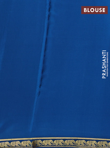 Pure mysore silk saree peacock blue with plain body and small zari woven border