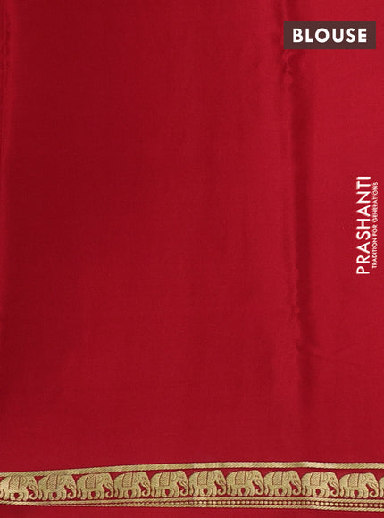 Pure mysore silk saree red with plain body and small zari woven border