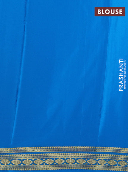 Pure mysore silk saree cs blue with plain body and zari woven border