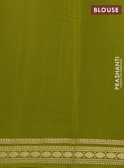 Pure mysore silk saree mehendi green with plain body and zari woven border