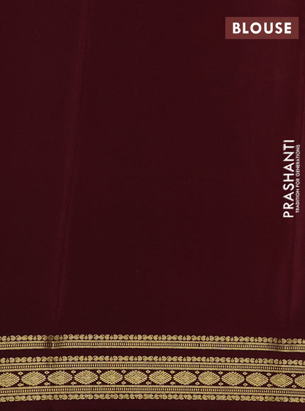 Pure mysore silk saree orange and coffee brown with plain body and zari woven border