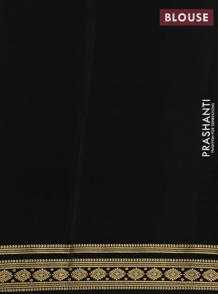 Pure mysore silk saree dark mustard and black with plain body and zari woven border
