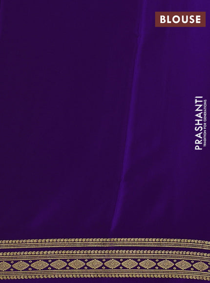 Pure mysore silk saree purple with plain body and zari woven border