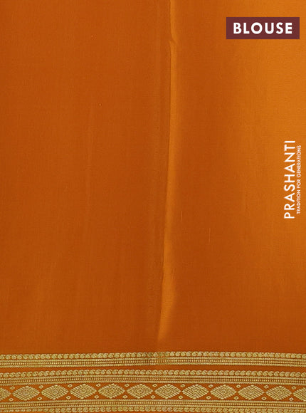 Pure mysore silk saree dark mustard with plain body and zari woven border