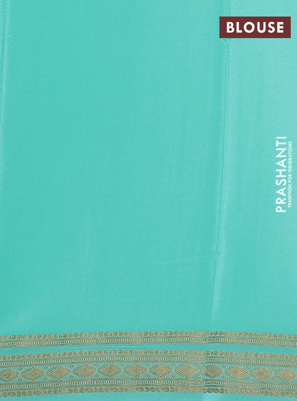 Pure mysore silk saree teal green with plain body and zari woven border