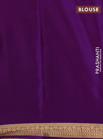 Pure mysore silk saree purple with allover zari checked pattern and zari woven border