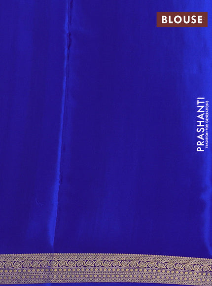 Pure mysore silk saree riyal blue with allover zari checked pattern and zari woven border