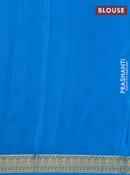 Pure mysore silk saree cs blue with allover zari woven 1000 buttas and zari woven border
