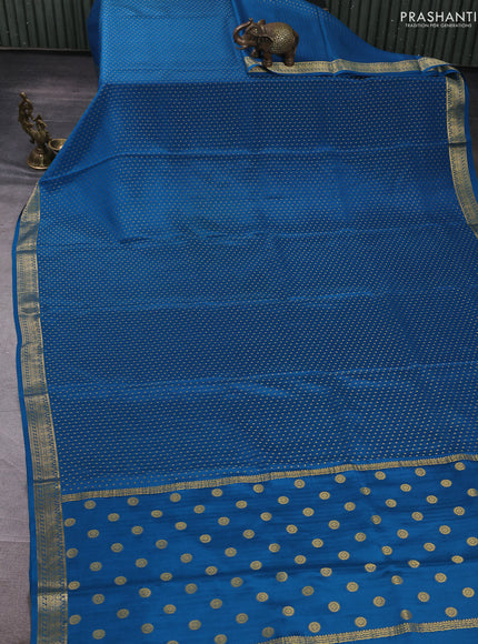 Pure mysore silk saree peacock blue with allover zari woven 1000 buttas and zari woven border