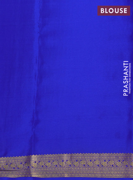 Pure mysore silk saree royal blue with allover zari checked pattern and zari woven border