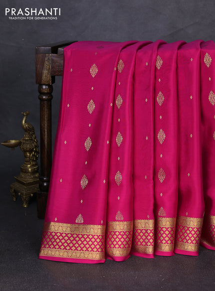 Pure mysore silk saree pink with allover zari woven buttas and zari woven border