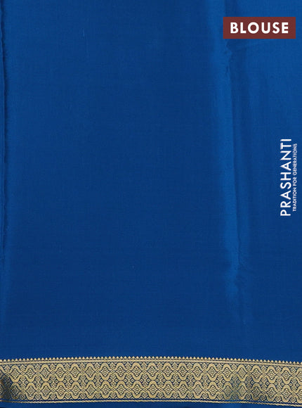 Pure mysore silk saree peacock blue with allover zari checked pattern and zari woven border