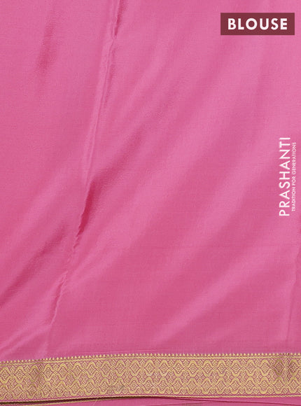 Pure mysore silk saree peach pink with allover zari checked pattern and zari woven border