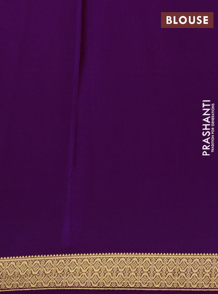 Pure mysore silk saree purple with allover small zari checked pattern and zari woven border