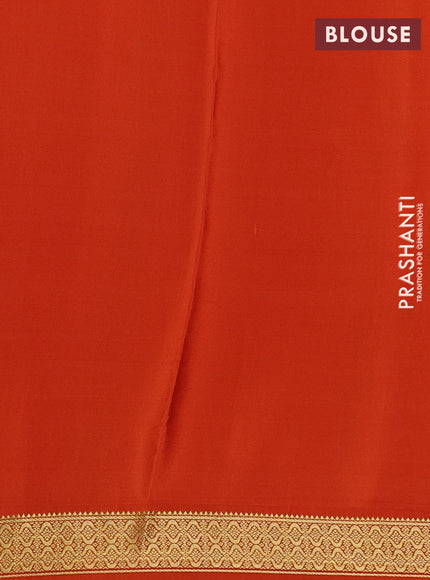 Pure mysore silk saree orange with allover zari checked pattern and zari woven border