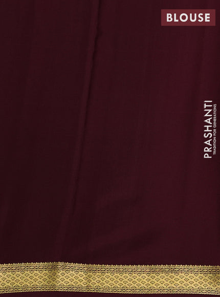 Pure mysore silk saree coffee brown with allover zari checked pattern and zari woven border