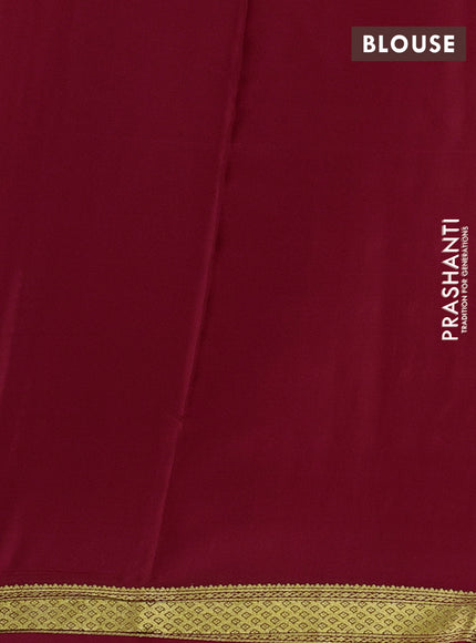 Pure mysore silk saree red with allover zari checked pattern and zari woven border