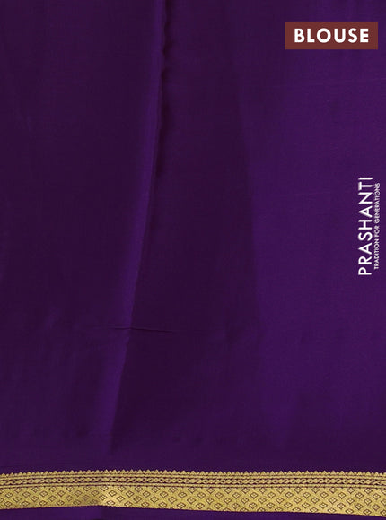 Pure mysore silk saree violet with allover zari checked pattern and zari woven border